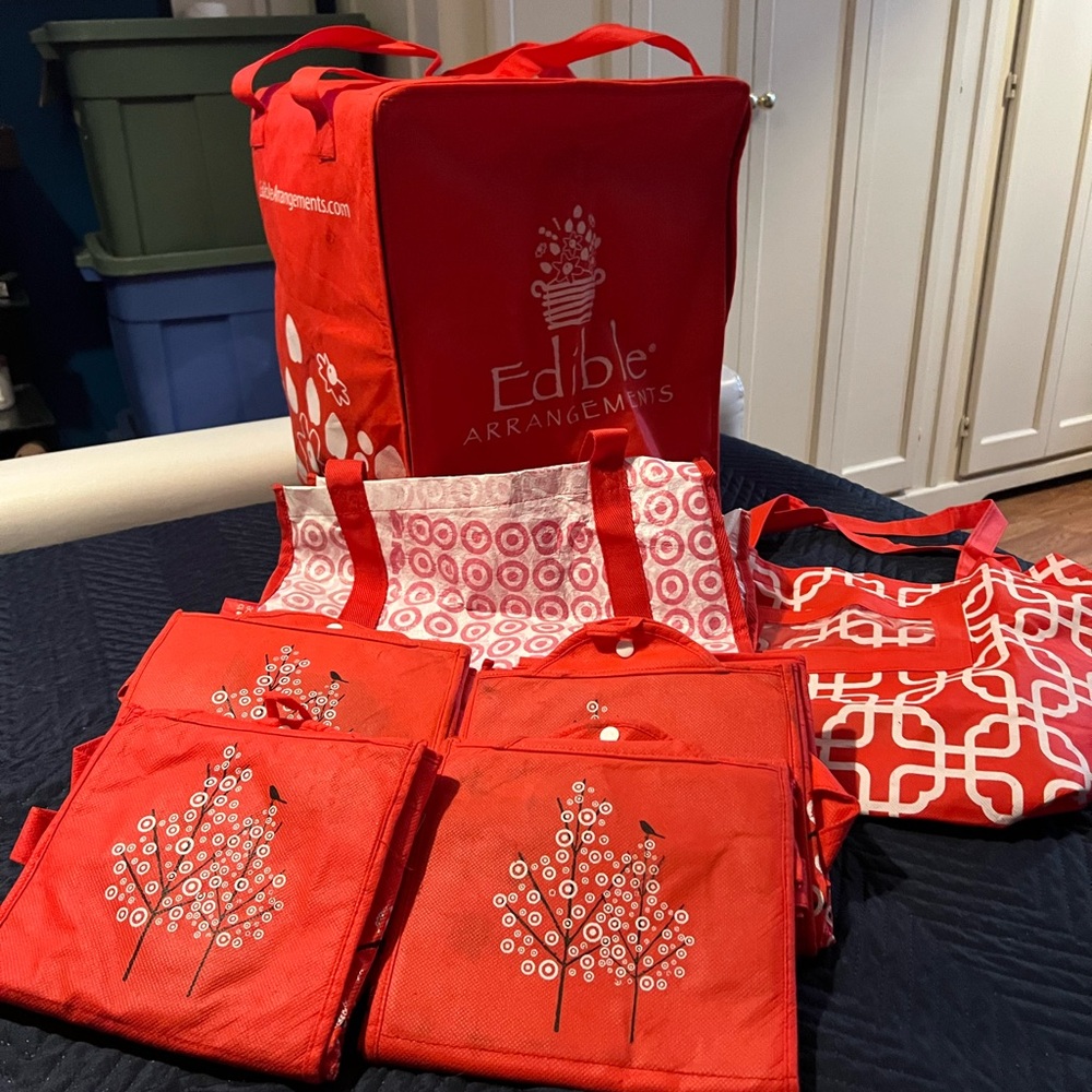 Edible Arrangements and Target Red Tote Bags Set